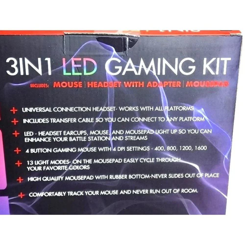 3-in-1 Universal LED Gaming Kit: Mouse, Headset Adapter & Mousepad